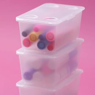 IKEA ASIA GLIS Box mit Deckel transparent 17x10cm 3er Set