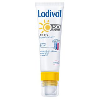Ladival Aktiv Sonnenschutz für Gesicht und Lippen LSF 50+ – Parfümfreie 2in1 Sonnencreme mit Lippenschutz-Stift – ohne Farbund Konservierungsstoffe – wasserfest - 1 x 30 ml