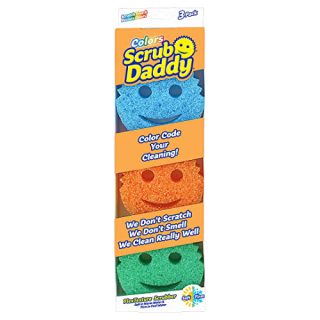 Scrub Daddy Colors Spülschwamm, Putzschwämme im Multipack - Texturveränderung, kratzfreier Schmutzradierer Schwamm für die Küche, geruchsresistent, Küchenschwamm spülmaschinenfest - 3-er Pack