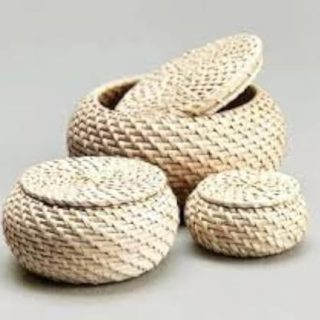 IKEA FRYKEN Box mit Deckel 3er Set Rattan