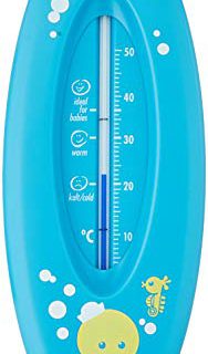NUK Badethermometer für sicheres Baden, natürliche Messflüssigkeit aus Rapsöl, Made in Germany, 1 Stück, grau