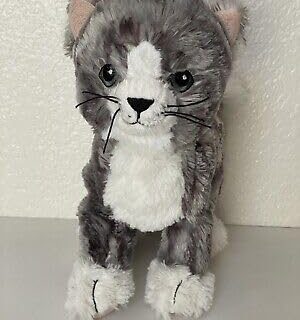 LILLEPLUTT - Stofftier, Plüsch-Katze, grau-weiß - 21cm