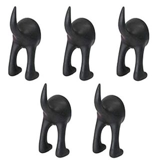 IKEA BASTIS 404.484.37 Hundeschwanzhaken, Synthetikkautschuk, schwarz, mit dem Haken verwandeln Sie einen ungenutzten Raum in einen praktischen Stauraum, 5 Stück
