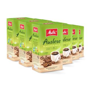 Melitta Auslese Klassisch-Mild Filter-Kaffee 12 x 500g, gemahlen, Pulver für Filterkaffeemaschinen, mittlere Röstung, geröstet in Deutschland, im Tray