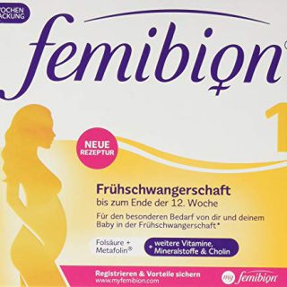 Femibion 1 Frühschwangerschaft, Tägliches Nahrungsergänzungsmittel für SSW 1-12, mit Cholin, Folsäure, Metafolin, 4-Wochen-Pack, 28 Stück
