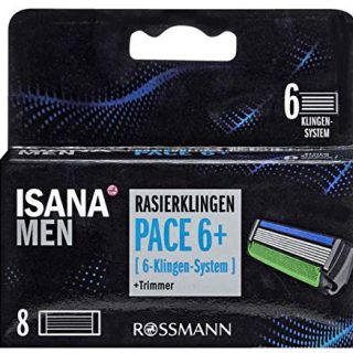 ISANA men Pace 6+ Rasierklingen 8 Stück 6-Klingen-System, Trimmer…