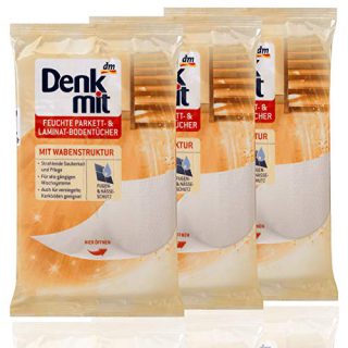 denk-mit Feuchttücher für Parkett und Laminat - 15 Stück, Zitrone, Glutenfrei, Reinigungstuch, Bodenreinigungswischtuch, 3er Set