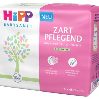HiPP Babysanft Feuchttücher, Zart Pflegend, 4 x 48 Stück
