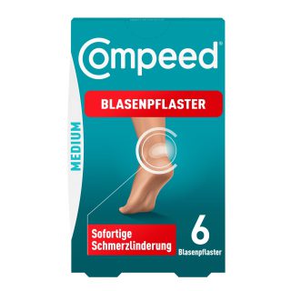 Compeed Blasenpflaster Medium - Hydrokolloid-Pflaster - mit Polsterung an der Ferse, schützt vor Druck und Reibung - lindert Schmerzen, zur schnellen Abheilung - 4,2 x 6,8 cm - 6 Stück