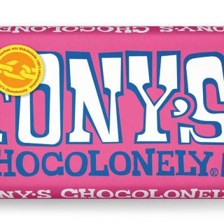 Tony's Chocolonely - Weiße Schokolade mit Himbeer und Knisterzucker 180g