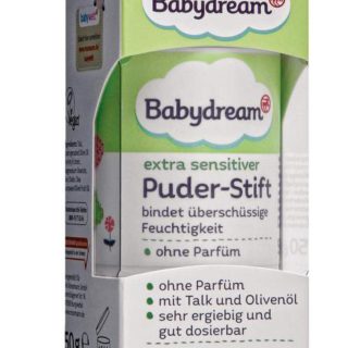 Babydream extra sensitiver Puder-Stift mit Talk & Olivenöl und ohne Parfüm, 50 g