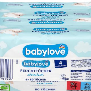 babylove Feuchttücher sensitive 4x80 Stück, 320 St