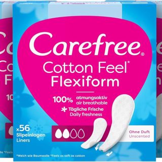 Carefree Slipeinlagen Cotton Feel Flexiform 100 Prozent atmungsaktive Slipeinlagen, 56 St