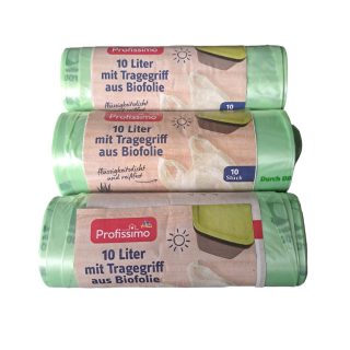 Profissimo 3 Rollen 10 L Biomüllbeutel mit Tragegriff