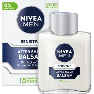 NIVEA MEN Sensitive After Shave Balsam (100 ml), beruhigendes After Shave, feuchtigkeitsspendende Hautpflege nach der Rasur mit Kamille und Vitamin E