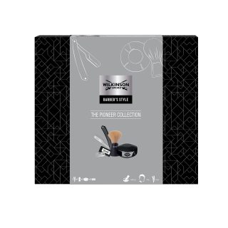 WILKINSON SWORD Barber's Style - The Pioneer Collection (Rasiermesser, 5 x Doppeklingen. Rasierpinsel, Rasierseife)