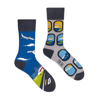 Spox Sox Casual Unisex für Damen und Herren – lustige, mehrfarbige, bunte, verrückte, unterschiedliche, gemusterte Socken für Individualisten, Gr. 36-39, Flugzeuge