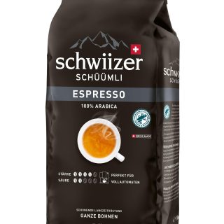 Schwiizer Schüümli Crema Intenso, kräftig-intensive Arabica/Robusta-Mischung, für Vollautomaten, Stärke 4/5, mittlere Röstung, Rainforest Alliance-zertifiziert, 1kg