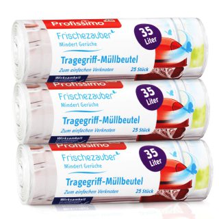 Gut & Günstig trgegriff Müllbeutel 25L (30Stück) - 3er Pack - Reißfest & Flüssigkeitsdicht - (3 x 30 Stück)