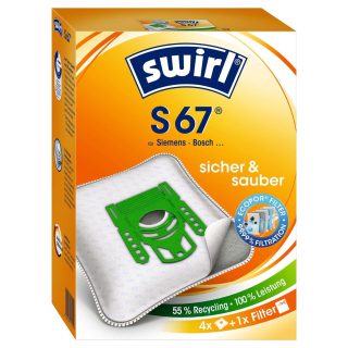 4 Original SWIRL S67 Staubsaugerbeutel für Bosch BBZ 52 AFG