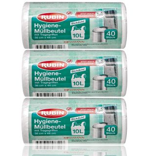 Müllbeutel, 10 l, 3 Packungen, 120 Stück, ideal für Kosmetikeimer