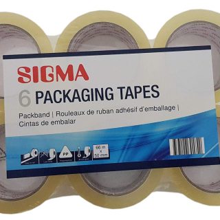 SIGMA Packband, Polypropylen, 50 mm x 66 m, transparent, 6 Stück