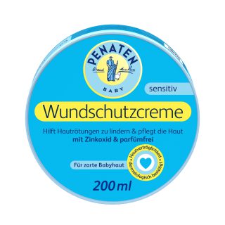 Penaten Wundschutzcreme parfümfreie Baby Wundcreme für zarte Babyhaut hilft Hautrötungen zu lindern & pflegt die Haut mit Zinkoxid,200ml