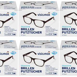 Profissimo Brillen Putztücher - Feucht und Fettlösend für Eine streifenfreie Reinigung - 312 Stück - 6er Pack (6 x 52 Stück) - für Alle Brillengläser aus Mikrofaser, Weiß