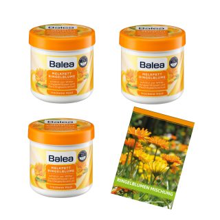 3x Melkfett Ringelblume 250 ml für intensive Hautpflege & Ringelblumenmischung: Ideales Set für gesunde Haut & farbenprächtige Gärten