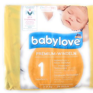 babylove Premium Windeln, extra weich, Größe 1-2-5 kg, 28 Stück