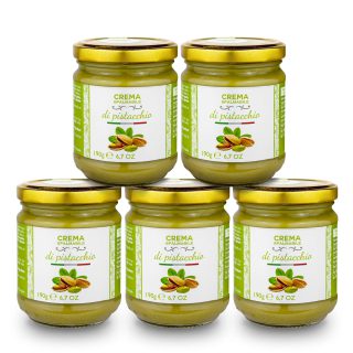 Süße Pistaziencreme | 40 % Pistazien | 5 x 190 g | Brontedolci | Italien