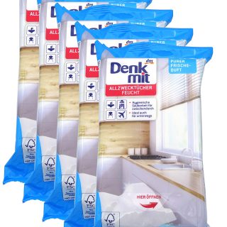 Denken Sie an feuchte Reinigungstücher in Spenderverpackung – mit frischem Limetten- und Basilikumduft