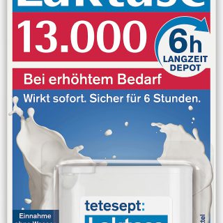 tetesept Laktase 13.000 – 1 Dose à 40 Stück – Laktasetabletten bei Laktoseunverträglichkeit – Nahrungsergänzungsmittel mit Sofortwirkung & 6h Langzeit-Depot