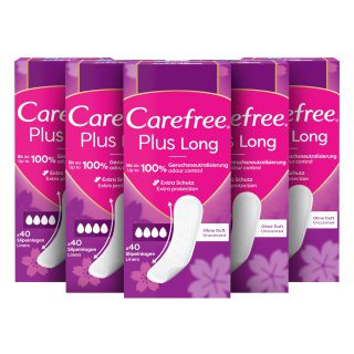 Carefree Slipeinlage Plus Long ohne Duft super saugstarke und extra lange Slipeinlagen, 40 St