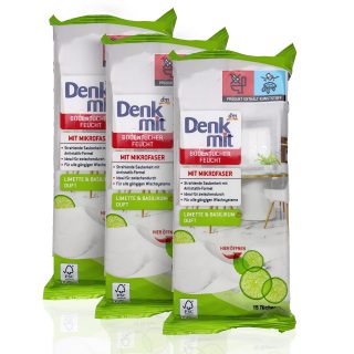Denk - mit Feuchte Bodentücher Limette & Basilikum, 45 Stück (3er Pack)
