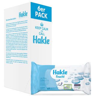 Hakle Feucht Ultra Sensitiv im 6er-Pack (6 x 42 Blatt), mildes feuchtes Toilettenpapier, extra hautverträgliche feuchte Tücher, schnell wasserlösliche Feuchttücher