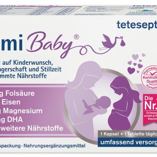 tetesept Femi Baby - Nährstoffe für Kinderwunsch, Schwangerschaft & Stillzeit - 16 Vitamine & Nährstoffe wie Folsäure, Eisen, Magnesium, DHA, Jod - 1 x Monatspackung à 30 Tabletten + 30 Kapseln