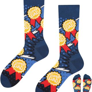 TODO Lustige Socken Damen und Herren, Coole Socken mit Motiv - Bunte, Mehrfarbige, Verrückte (39-42, Super Dad)