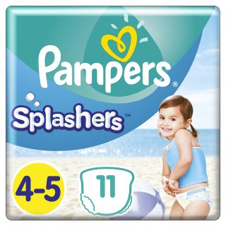 Pampers Splashers Größe 4-5, 11 Einweg-Schwimmwindeln, 9-15 kg, für sicheren Schutz im Wasser