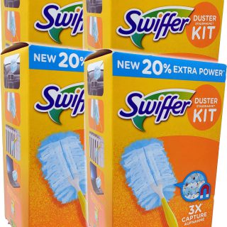 Swiffer Staubmagnet Starterset mit 1 Griff + 7, nimmt 3x mehr Staub & Haare auf und schließt diese ein (4er Set)